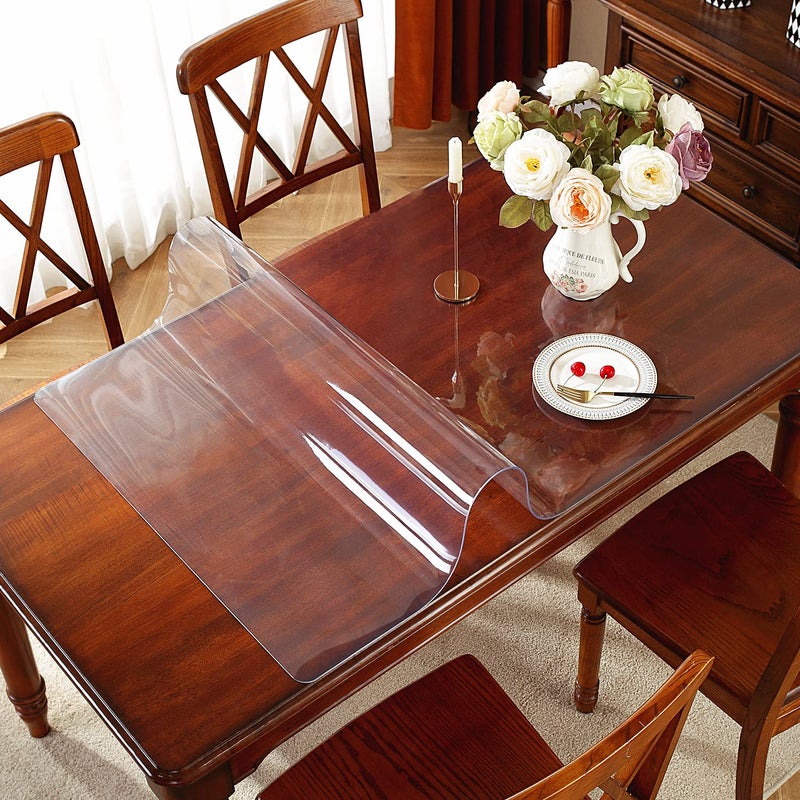 OstepDecor Clear Table Protector 36 x 72 Inch, 2mm Thick Plastic Table Cover, Waterproof PVC Clear Table Cover Protector, Desk Protector Mat, Writing Desk Pad for Desktop, Coffee & Dining Room Table - Image 2